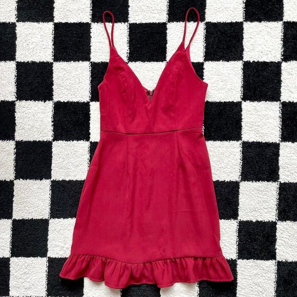 Princess Polly Red Ruffle Hem Dress XS - Picture 1 of 3